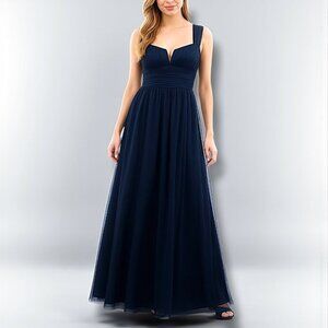 City Studios Juniors’ Emma Pleated-Bodice Gown – Navy Blue Size 11 – Formal/Prom
